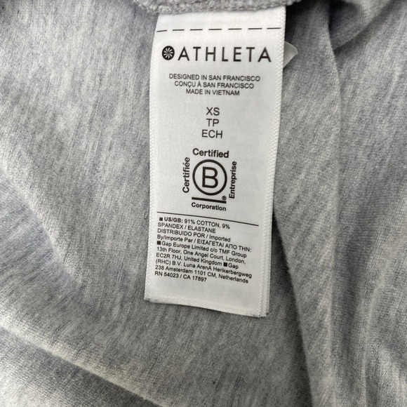 Athleta Essential V Neck T-Shirt Women Size XS  Gray  Cotton Short Sleeve - Picture 4 of 9